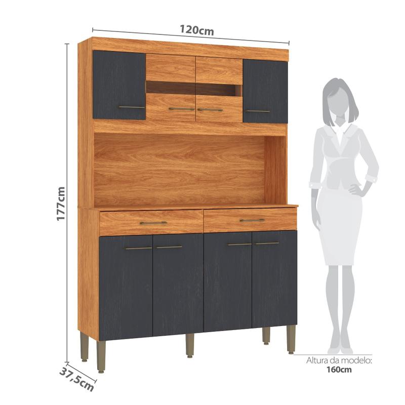 Kit Cozinha Laura 120cm 8 Portas 2 Gavetas - Fellicci - Kit
